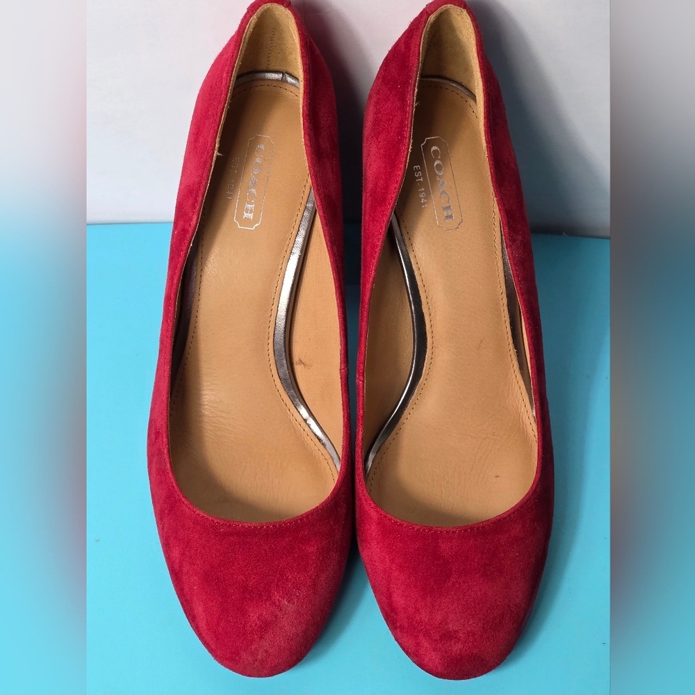 Coach Ophelia Red Suede Heels Size: 8B